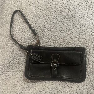 Coach Black Leather Wristlet